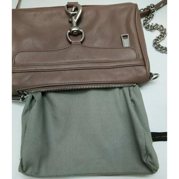 Rebecca Minkoff Mini M.A.C Brown Leather Chain Strap Zipper Crossbody Bag - Picture 10 of 13